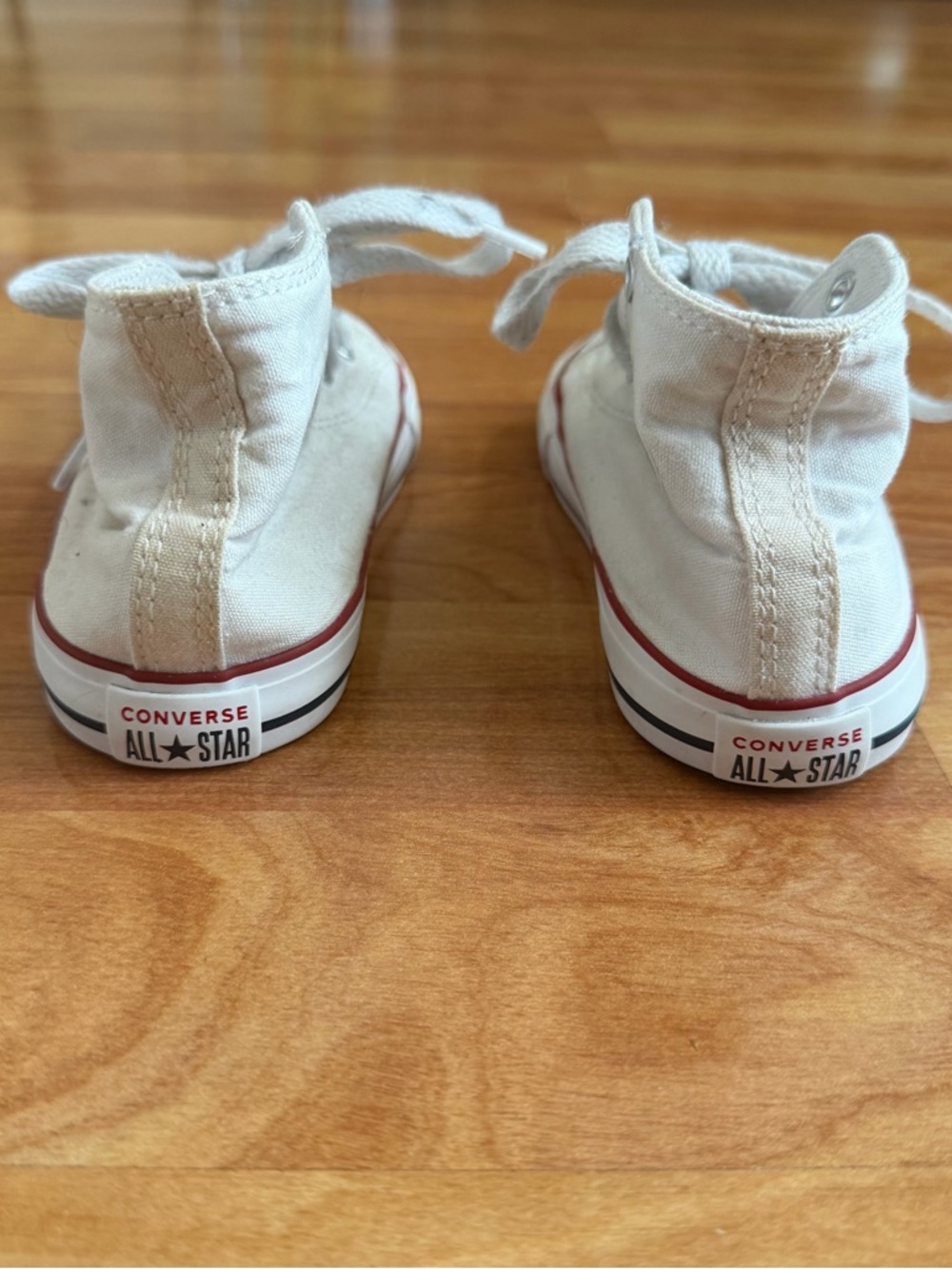 Toddler White High-Top Canvas Sneakers with Red Trim - Picture 2 of 5